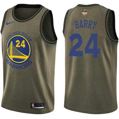 Nike Golden State Warriors #24 Rick Barry Green Salute to Service The Finals Patch NBA Swingman Jersey Men's